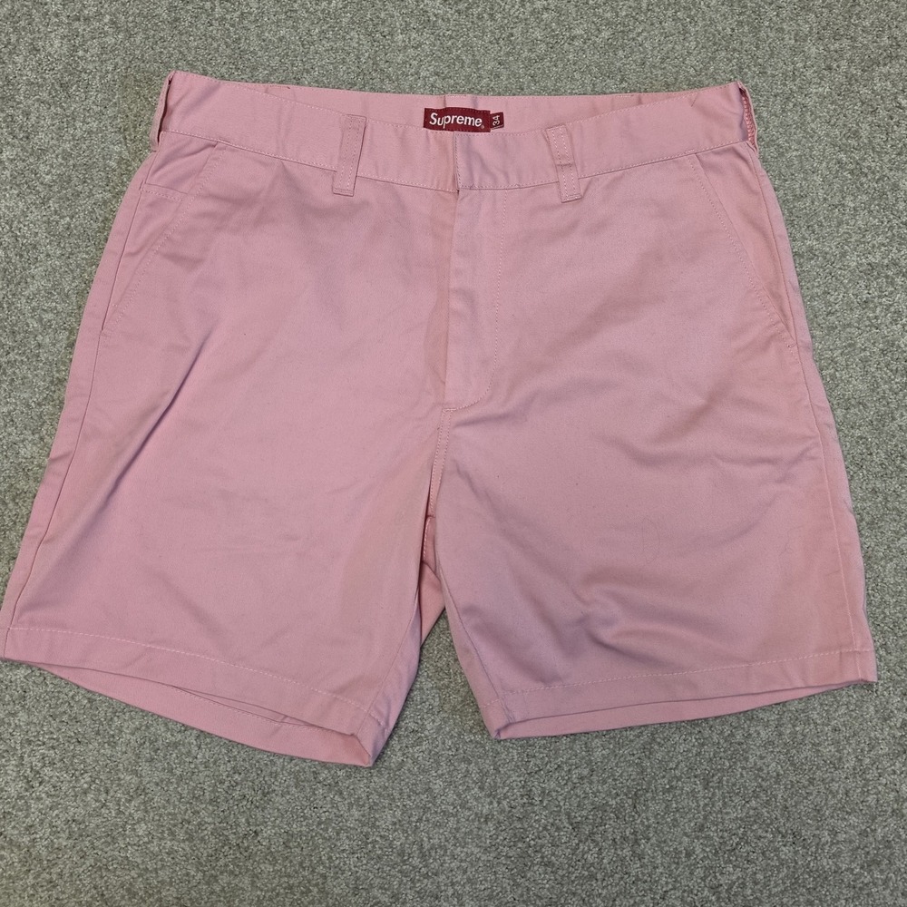 Supreme Men's Pink Work Shorts Size 34 Chino Cotton Blend Skate Streetwear